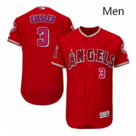 Mens Majestic Los Angeles Angels of Anaheim 3 Ian Kinsler Red Alternate Flex Base Authentic Collection MLB Jersey